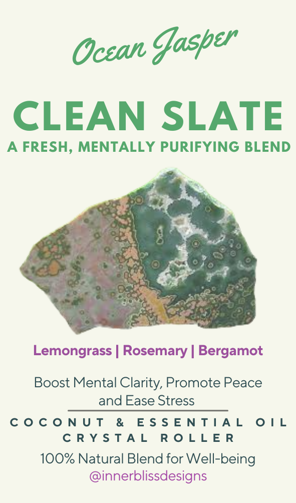 Clean Slate Crystal Roller | Essential Oil Blend | Lemongrass and Rosemary