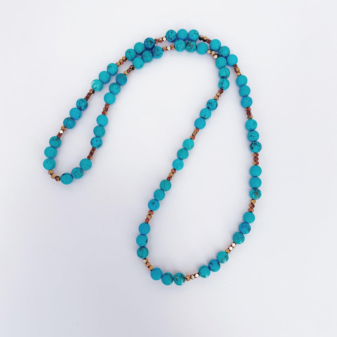 Turquoise (綠松石) 3 Beaded Sequence Necklace | Titanium Pyrite Spacer Beads