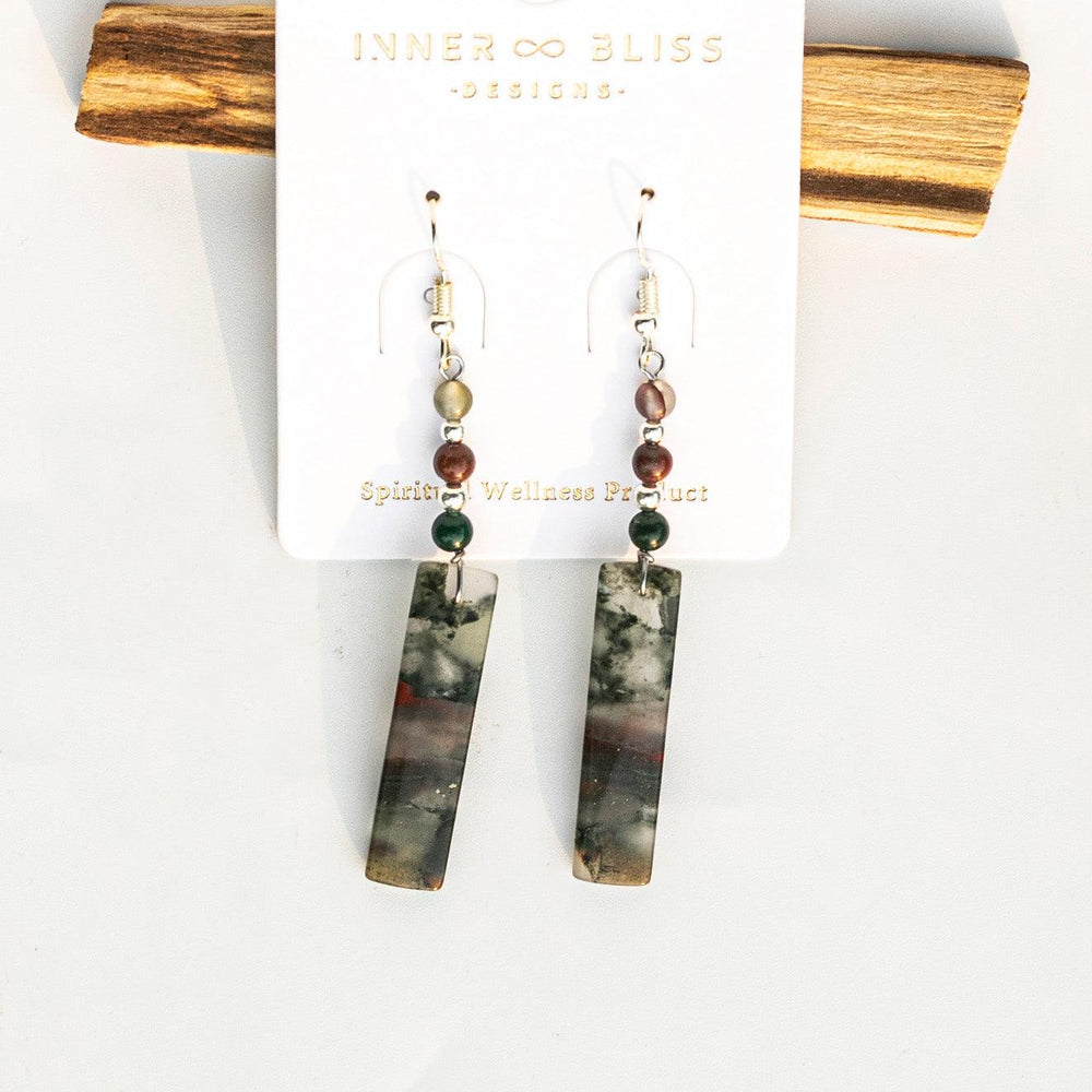 Bloodstone | Healing Crystal Dangle Earrings | The Martyr's Stone