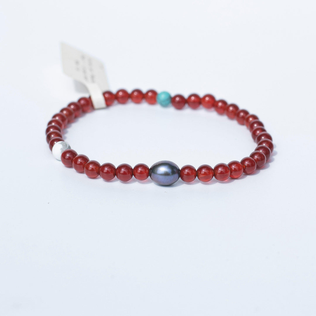 Carnelian (紅瑪瑙) | Howlite - Turquoise - Peacock Pearl | Stretchy Cord Bracelet | The Stone of Creativity - innerblissdesigns
