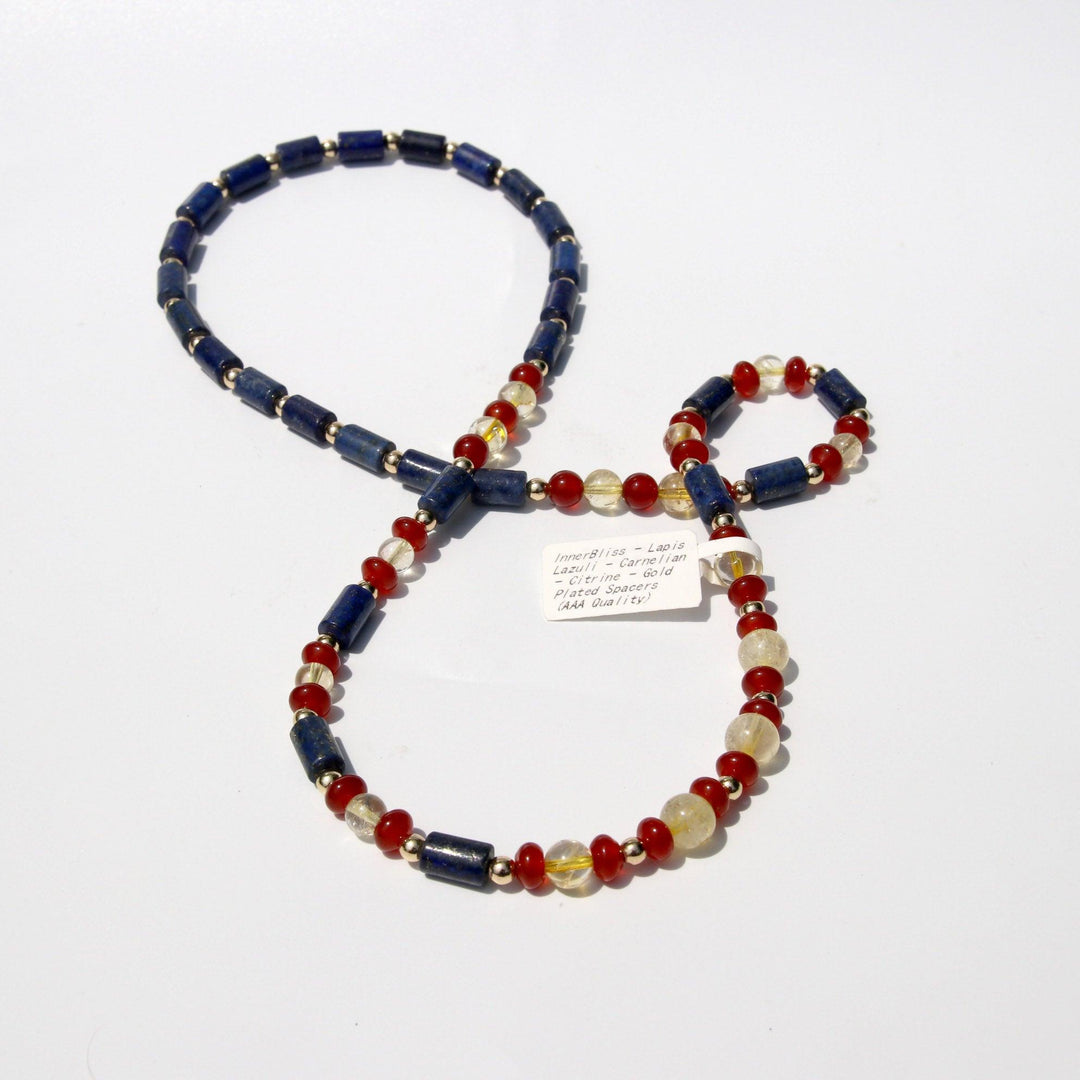 Citrine (黃水晶) | Carnelian (紅瑪瑙) | Lapis Lazuli (青金石) | Necklace (AAA Quality)