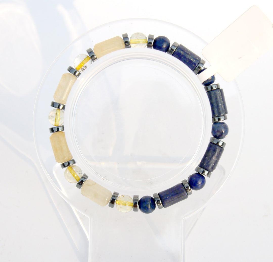 Citrine (黃水晶) | Lapis Lazuli (青金石) | w/ Hematite (赤鐵礦) Spacers (AAA Quality)