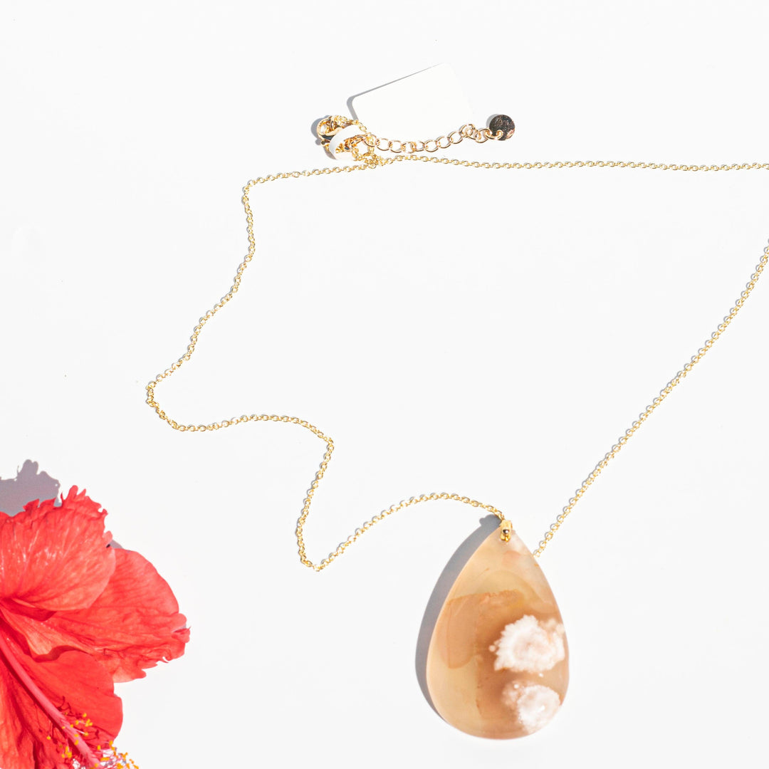 Flower (Cherry Blossom) Agate (櫻花瑪瑙) | Pendant Necklace | The Stone of New Birth - innerblissdesigns