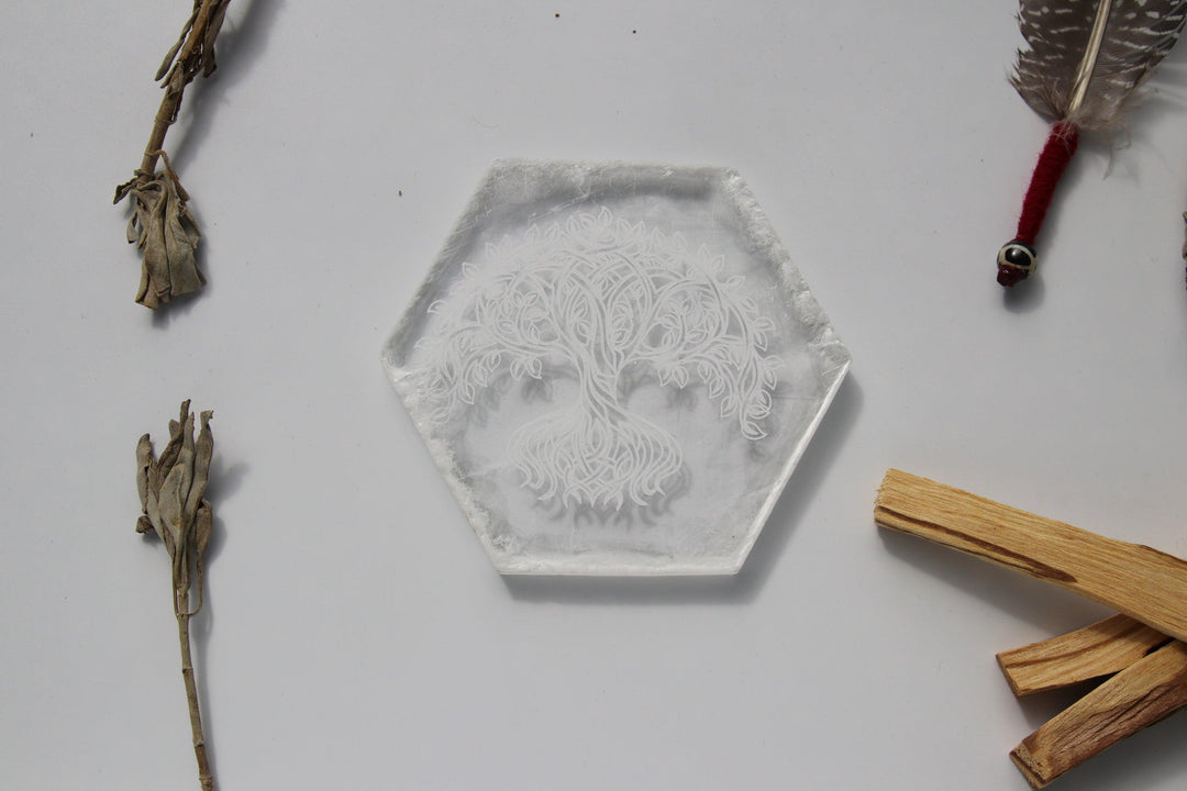 Selenite Plate | Tree of Life