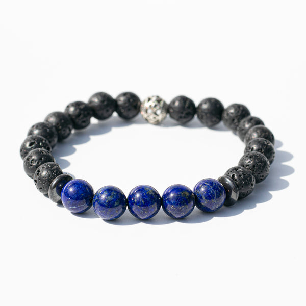 Lava Stone (熔岩石) | | The Stone of Mother Earth | Assorted Center & Spacer Beads | Aromatherapy & Grounding Bracelet (Lapis Lazuli)