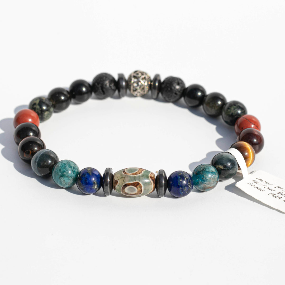 Mixed Crystals & Gemstones | Assorted Center & Spacer Beads | Calmin & Grounding Stretchy Cord Bracelet