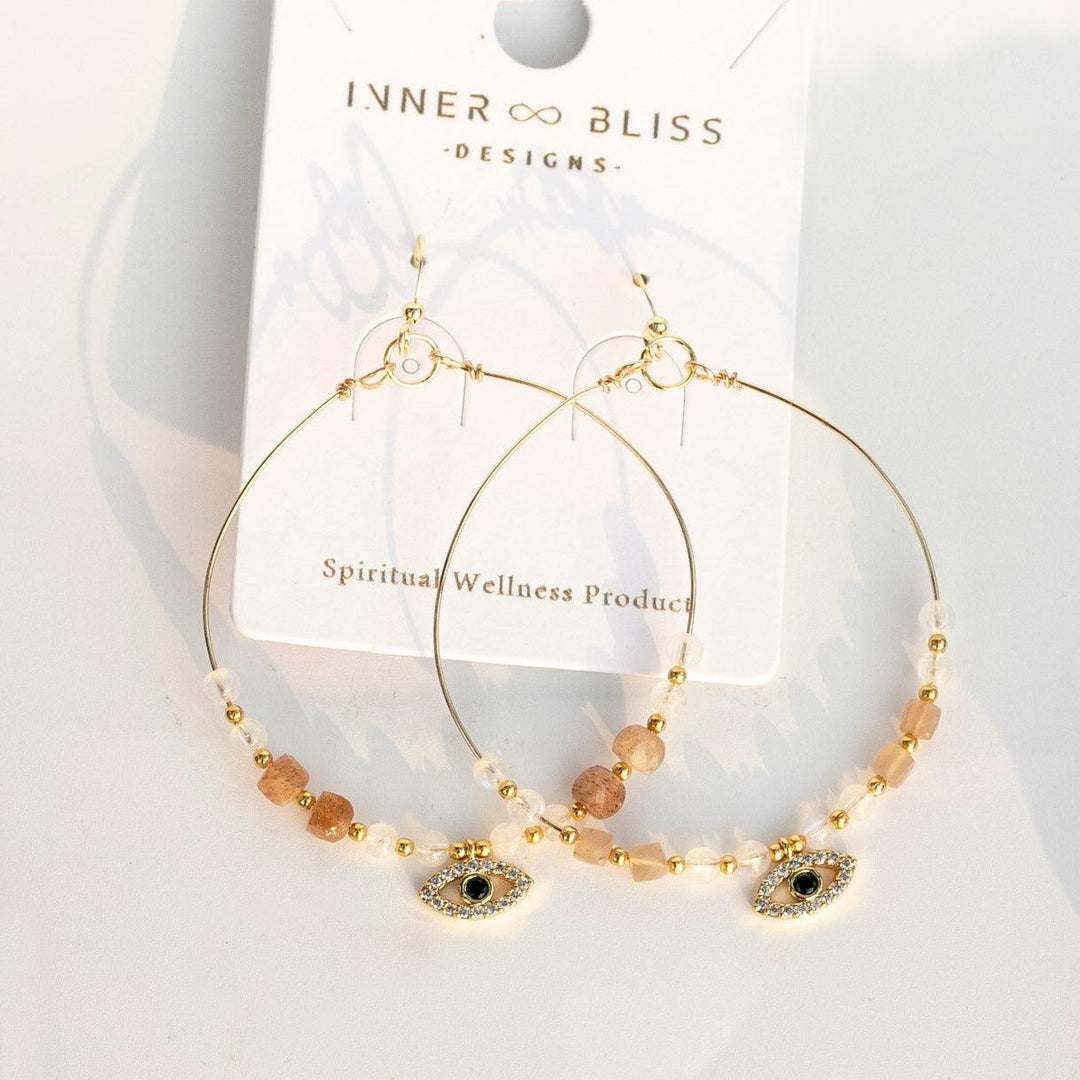Peach Moonstone Chips | Sun & Moon Healing Crystal Dangle Earrings | The Stone of Stability