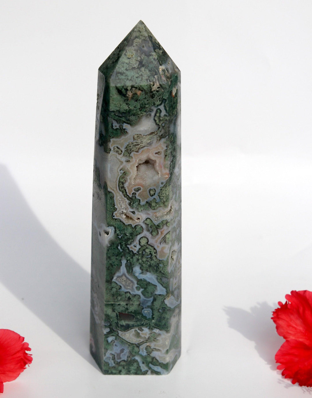 Moss Agate | Lighter Green Druzy Tower | The Stone Of Abundance (水草瑪瑙)