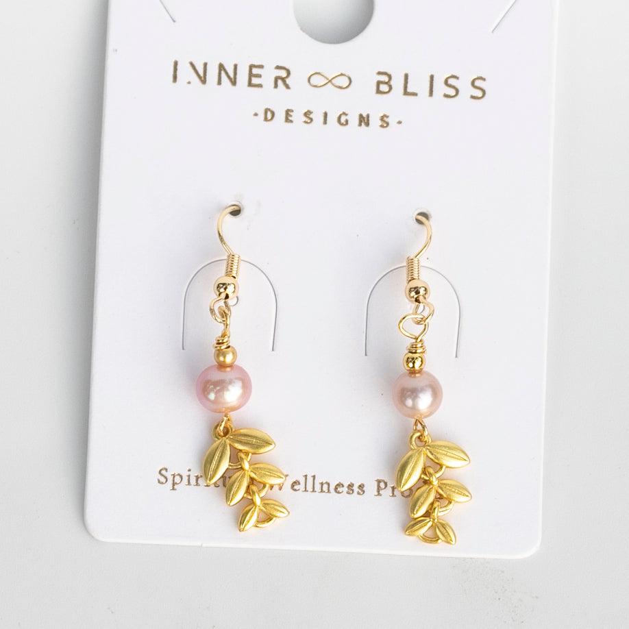 Pearl | Gol Plated Droplet Healing Crystal Dangle Earrings | Stone of Sensuality
