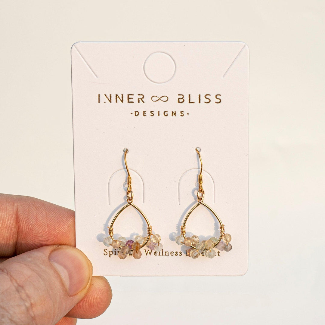 Rainbow Fluorite (萤石) | Loop Dangle Earrings | The Stone of Positivity