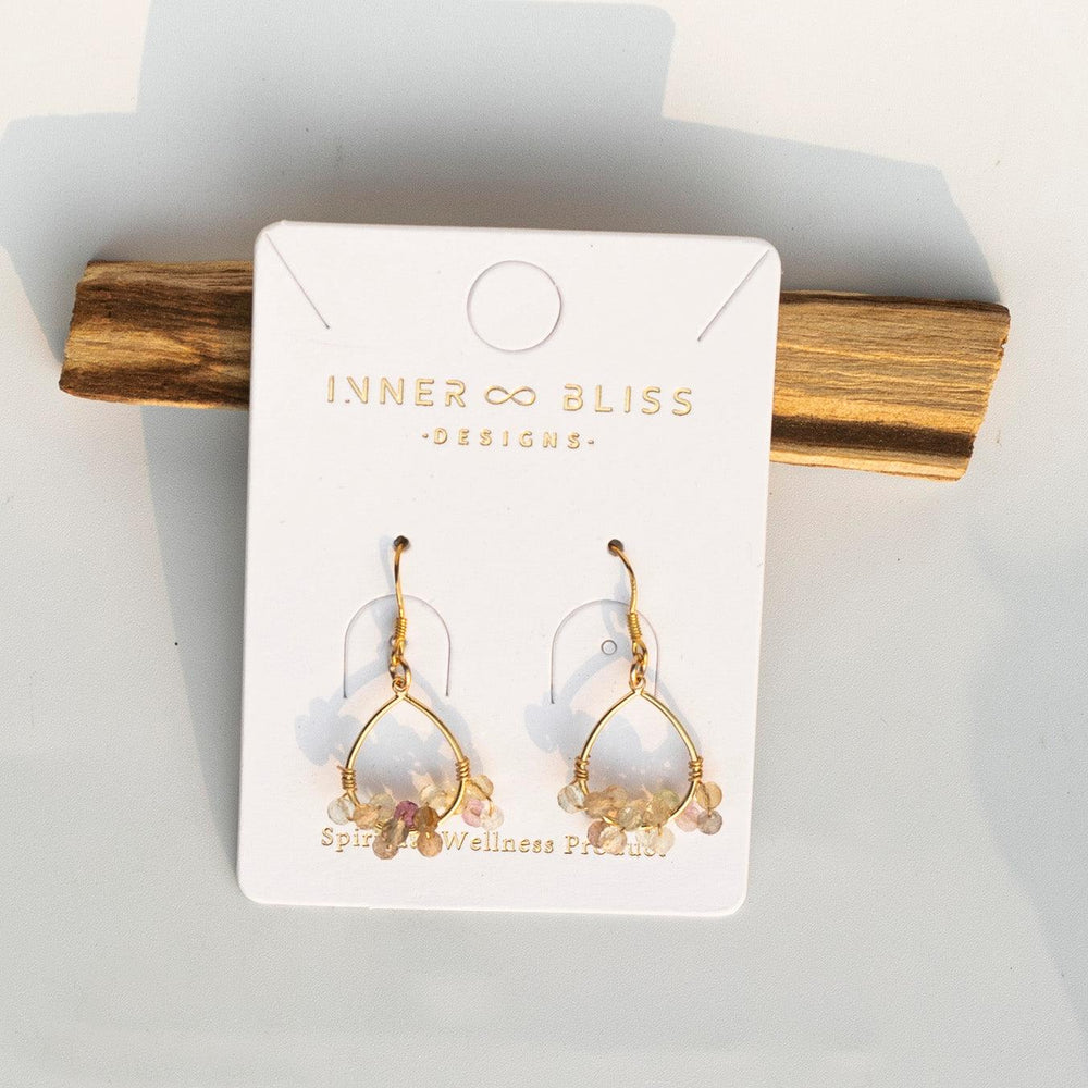Rainbow Fluorite | Loop Dangle Earrings | The Stone of Positivity | Crystal Healing Earrings