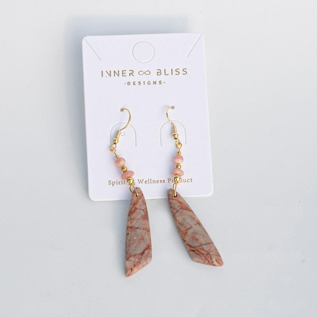 Rhodochrosite (菱錳礦) | Dangle Earrings | THE STONE OF WELL BEING & TRAUMA - innerblissdesigns