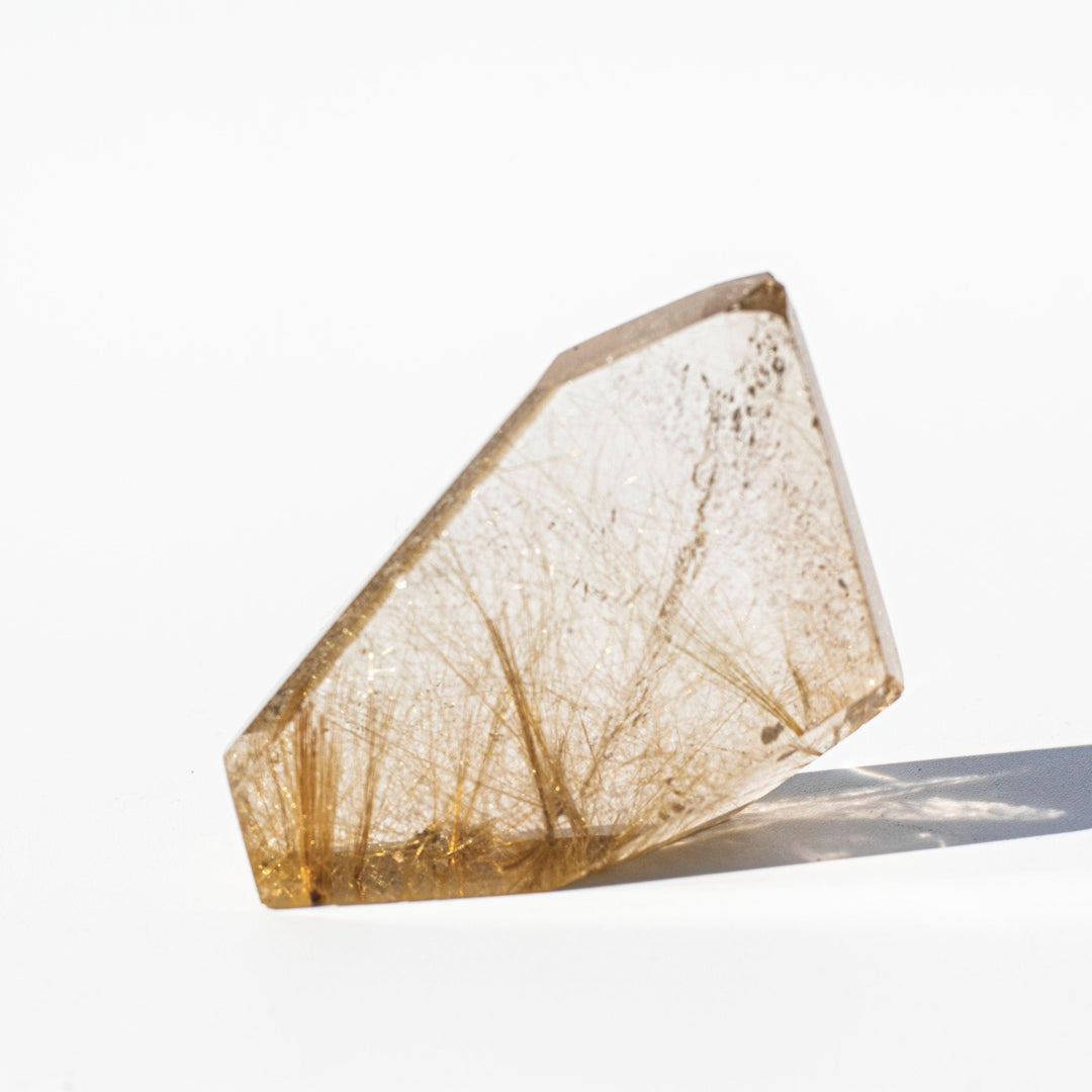 Mini Rutilated Quartz Free Form Pieces (Small) - Quartz with Needle-Like Inclusions of Golden Rutile - Loose Stones - Raw Cuts
