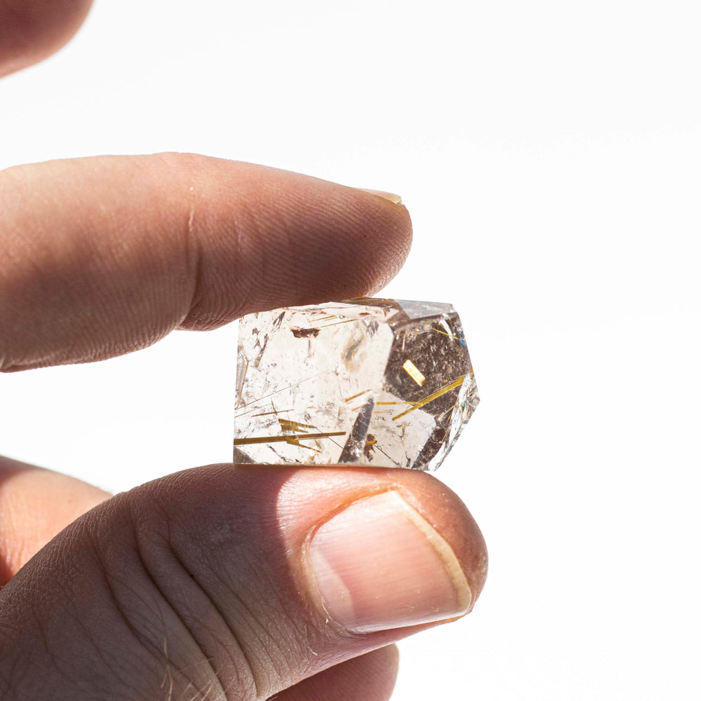 Mini Rutilated Quartz Free Form Pieces (Small) - Quartz with Needle-Like Inclusions of Golden Rutile - Loose Stones - Raw Cuts
