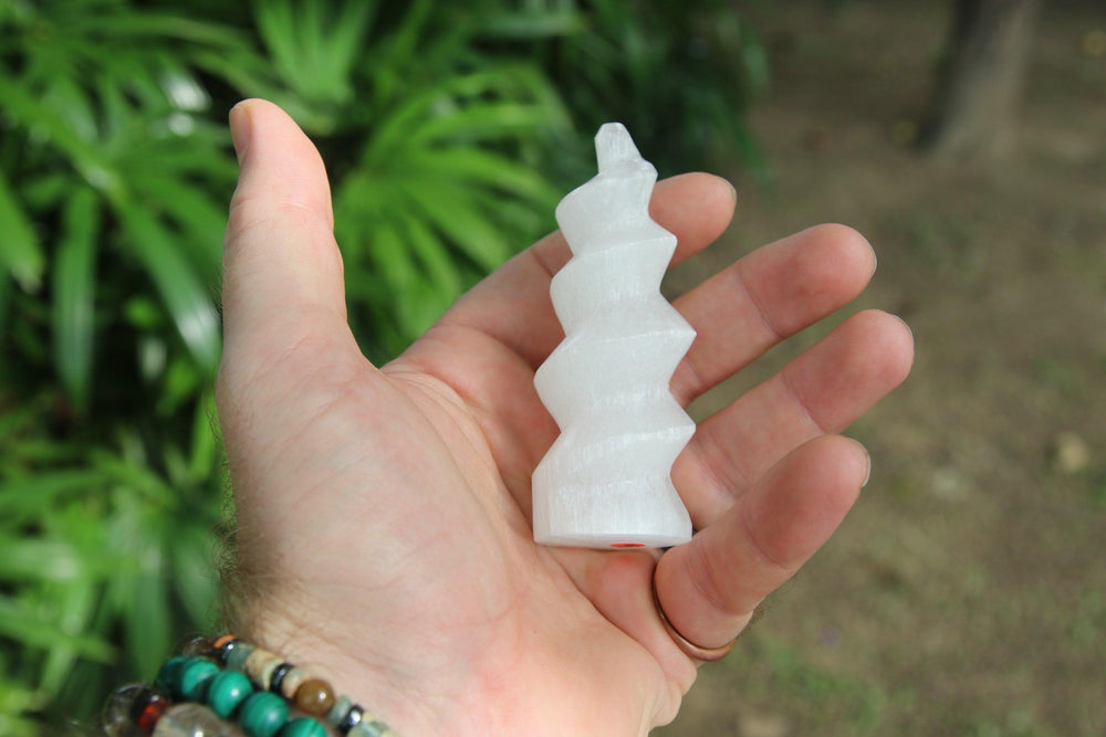 Selenite | Natural Healing Crystal Spiral Wand | Master Cleansing Stone | Choose Size