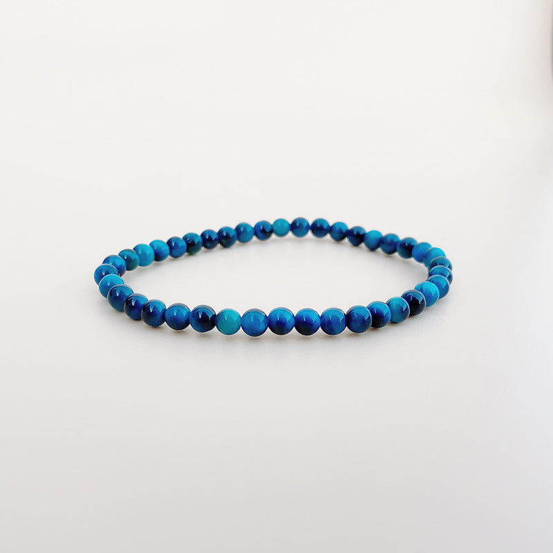 Blue Tiger's Eye | Stretchy Cord Healing Crystal Bracelet | The Courage Stone | Choose Your Bead & Wrist Size