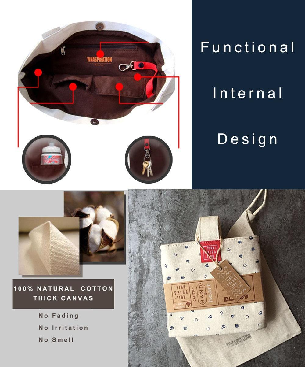 Durable Hand Crafted Thick Canvas Tote Bag - Market Computer Bag - Tote w/ zippers - Screen Print - Double Sided - Tops