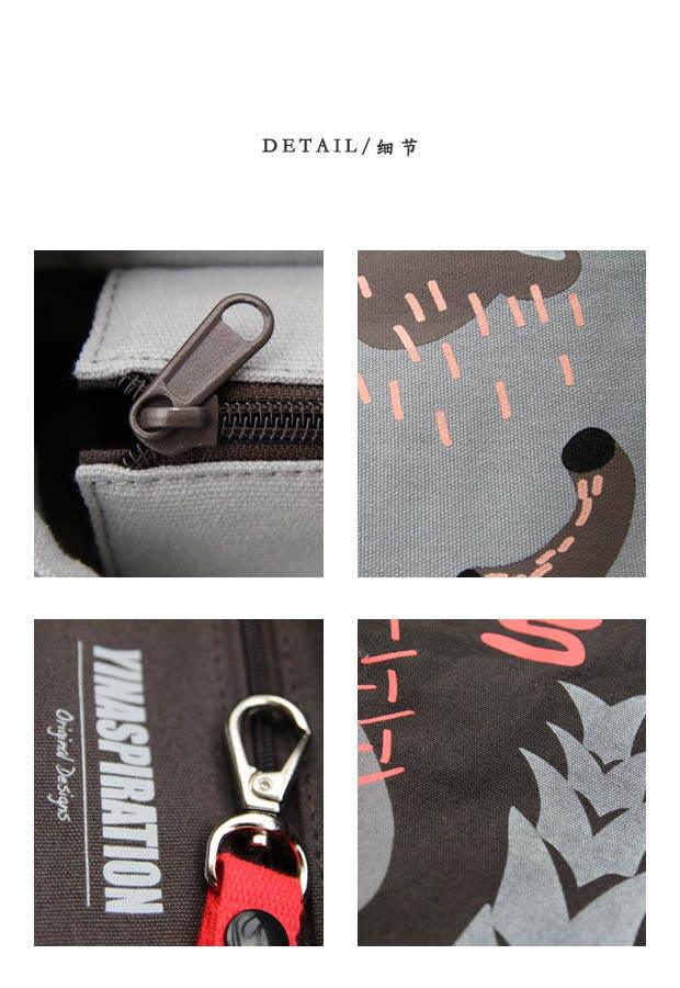 Black Durable Hand Crafted Canvas Tote Bag w/ zippers - Market Bag - Computer Bag - Black Bag - Screen Print - Black - Hong Kong