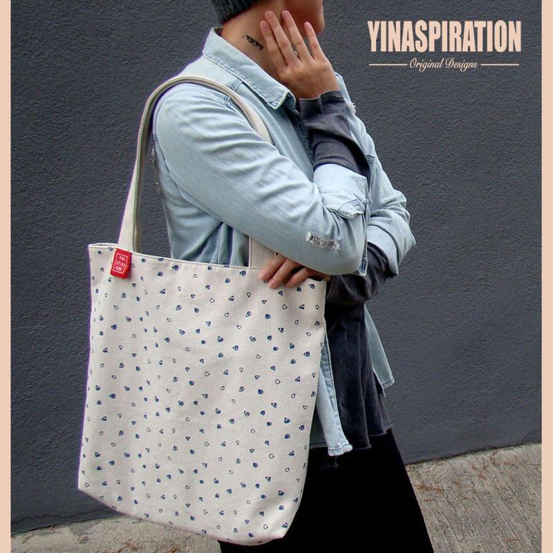 Durable Hand Crafted Thick Canvas Tote Bag - Market Computer Bag - Tote w/ zippers - Screen Print - Double Sided - Tops
