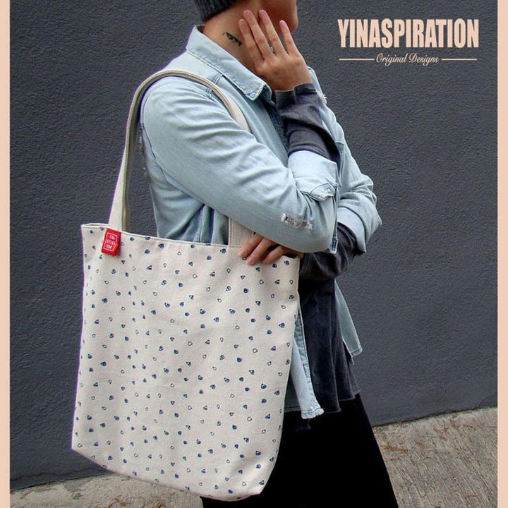 Durable Hand Crafted Thick Canvas Tote Bag - Market Computer Bag - Tote w/ zippers - Screen Print - Double Sided - Tops