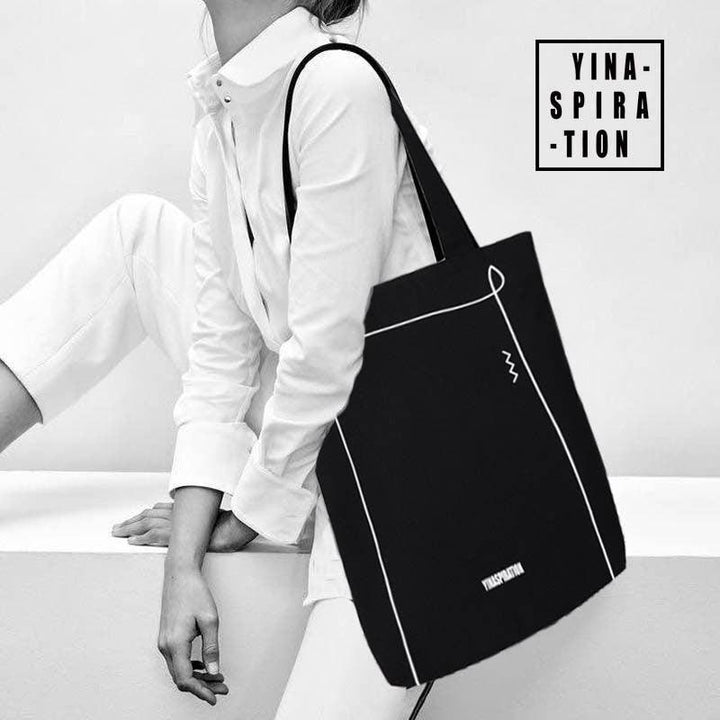 Durable Hand Crafted Black Canvas Tote Bag - Shoulder Bag - Market Bag - Computer Bag - Tote for her w/ zippers - Shadow