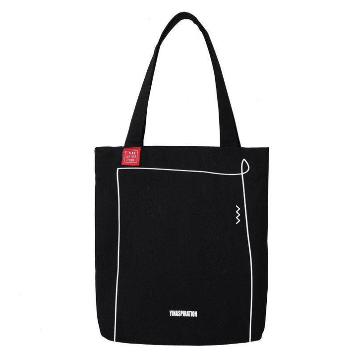 Durable Hand Crafted Black Canvas Tote Bag - Shoulder Bag - Market Bag - Computer Bag - Tote for her w/ zippers - Hong Kong - Shadow