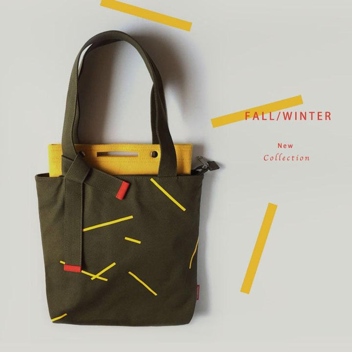 Durable Hand Crafted Army Green Canvas Tote Bag - Shoulder Bag - Market Bag - Computer Bag - Tote for her w/ zippers