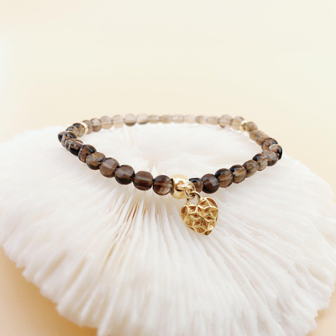 Smoky Quartz | Gold Plated Heart Bracelet