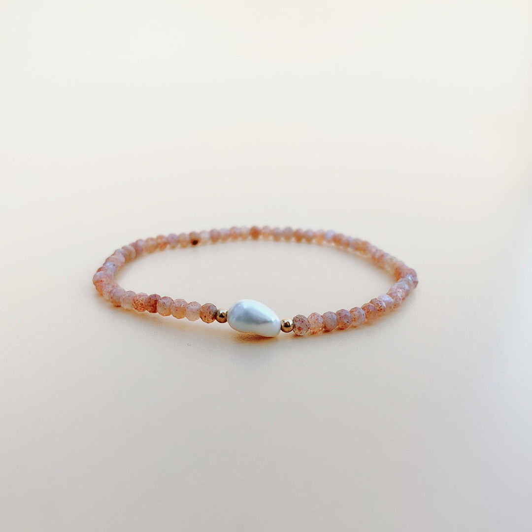 Sunstone (太陽石) | Baroque Pearl (珍珠) Bracelet - innerblissdesigns
