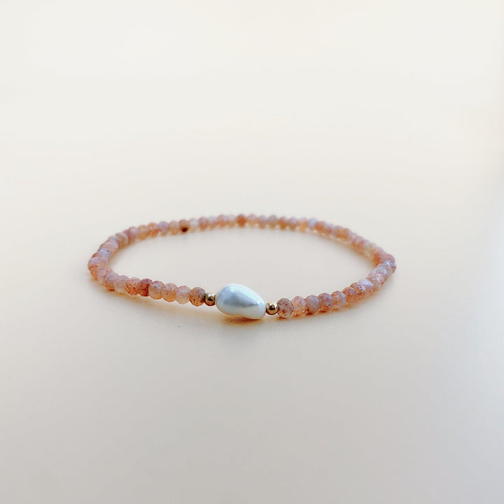 Sunstone (太陽石) | Baroque Pearl (珍珠) Bracelet - innerblissdesigns