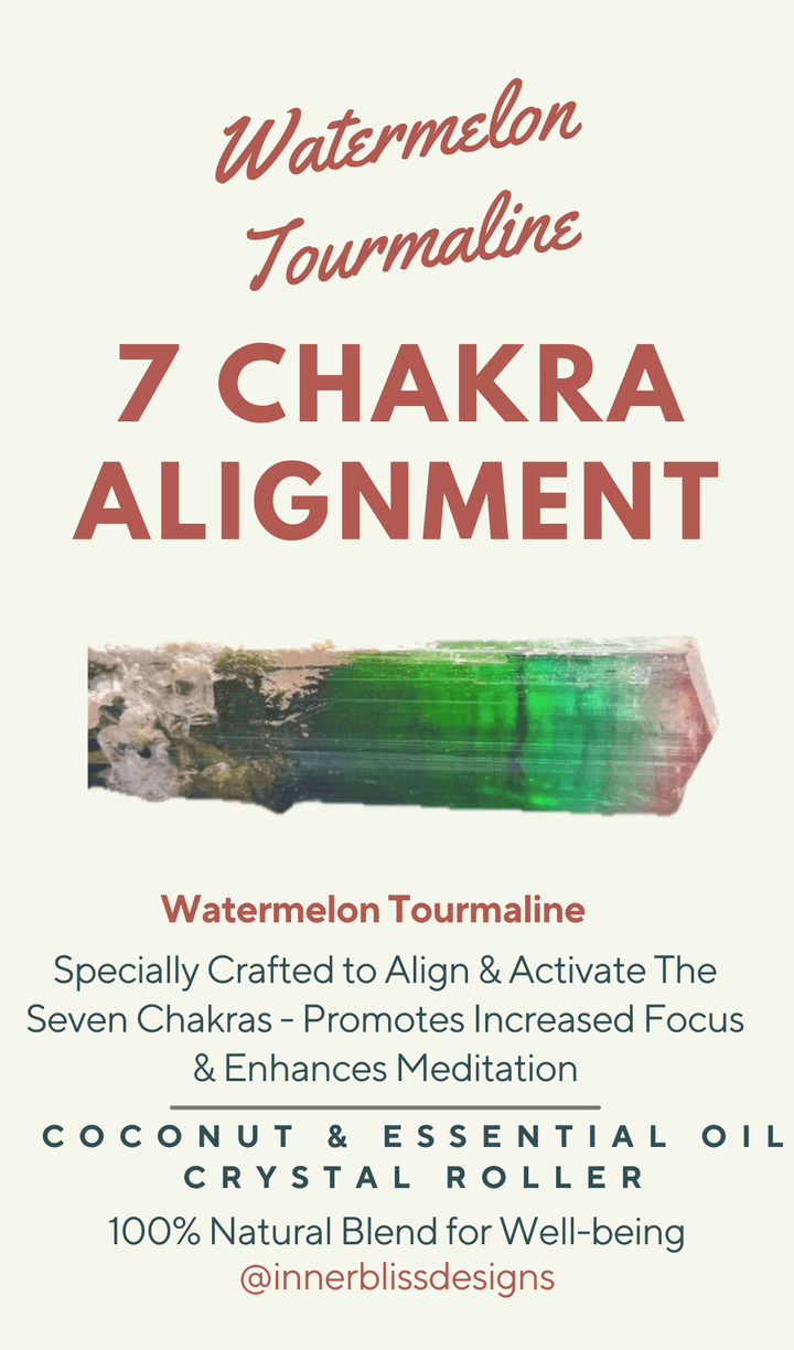 7 Chakra Crystal Roller with Watermelon Tourmaline - Essential Oil Blend for Balanced Energy