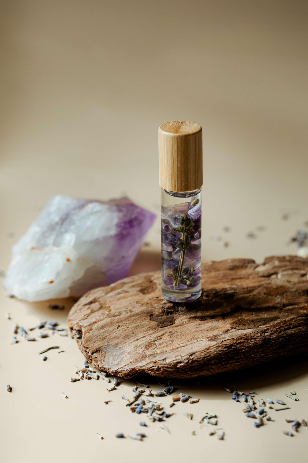 Pick Me Up | Essential Oil Crystal Roller | Amethyst & Lavender | w/ Crystals