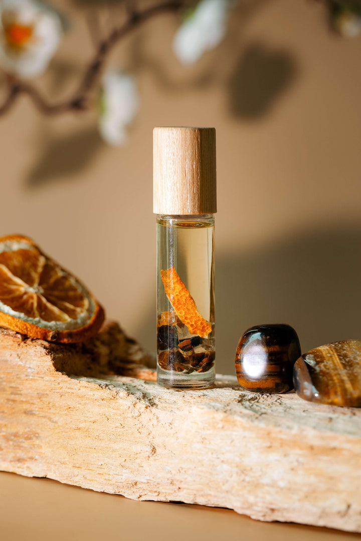 Presence of Mind | Essential Oil Crystal Roller | Orange & Tiger Eye