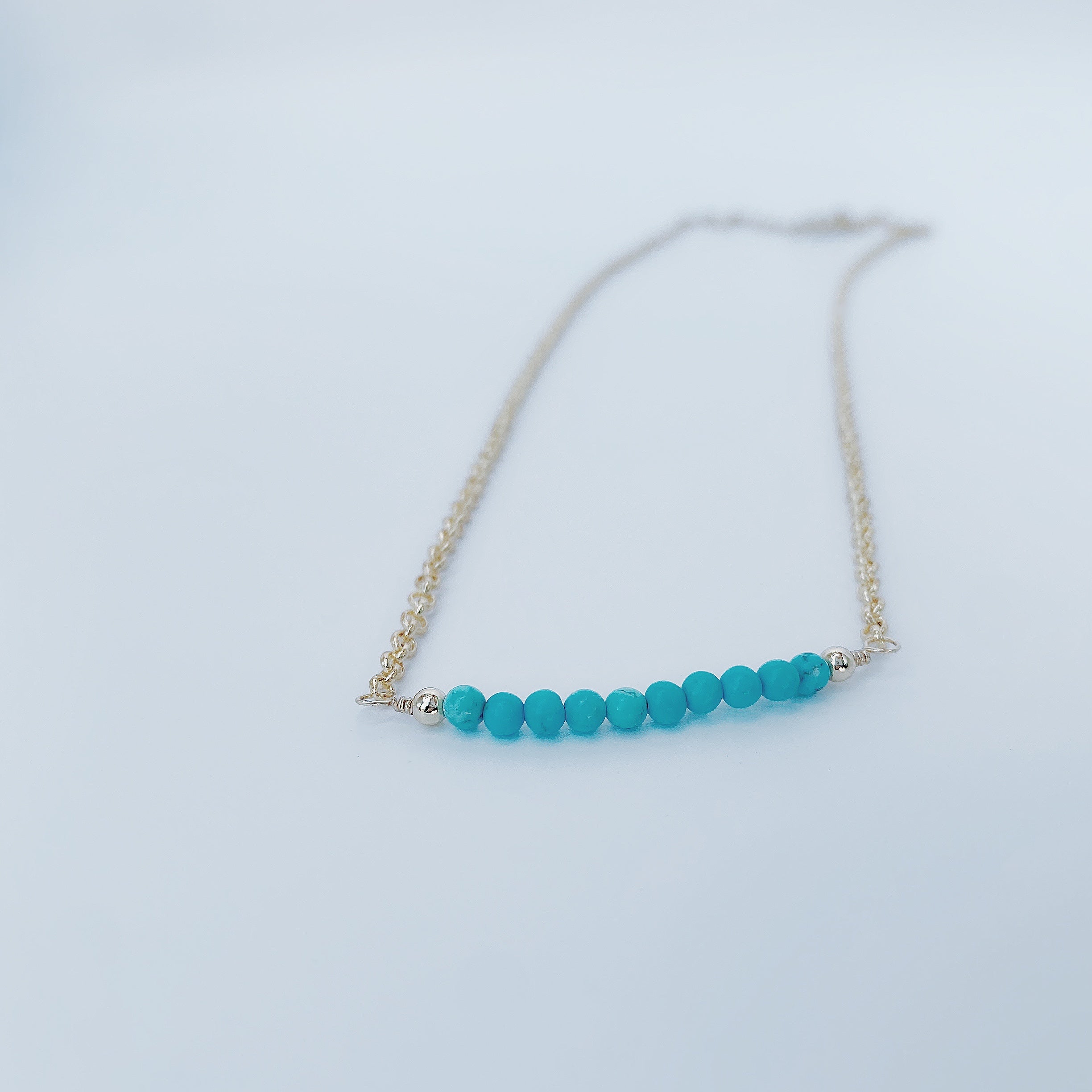 Turquoise (綠松石) 10 Bead Sequence  | Gold Plated Necklace