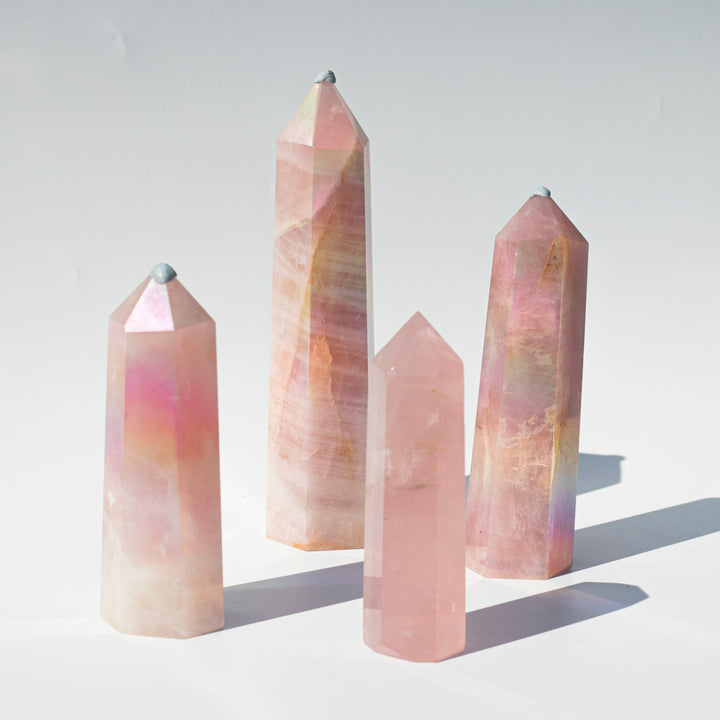 Aura Rose Quartz (粉晶) | Obelisk Towers | The Stone of The Heart
