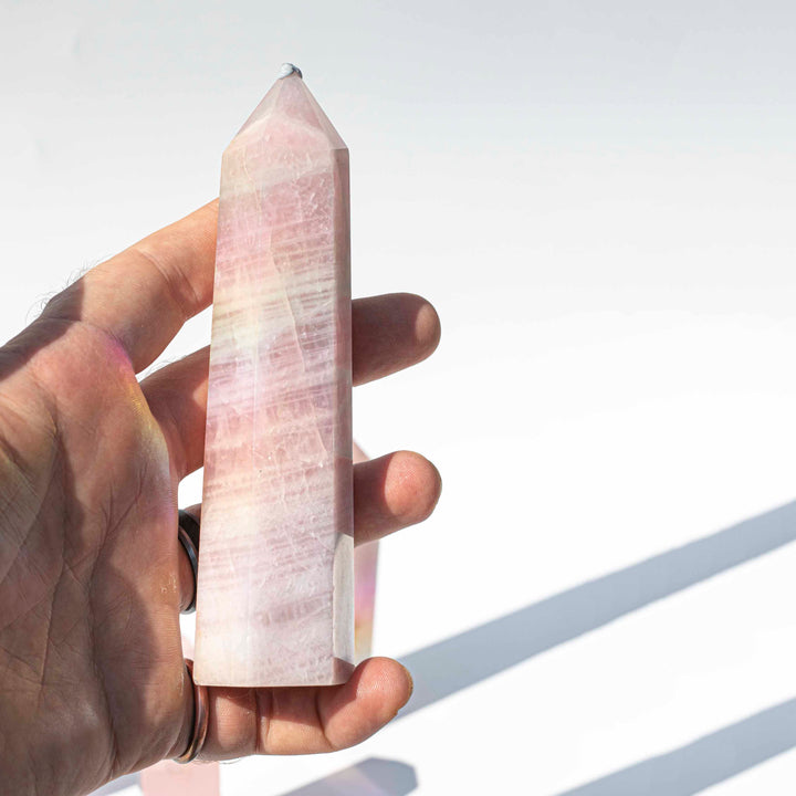 Aura Rose Quartz (粉晶) Obelisk Tower - The Stone of The Heart - Choose Preferred Tower Size Between Small, Medium, and Large