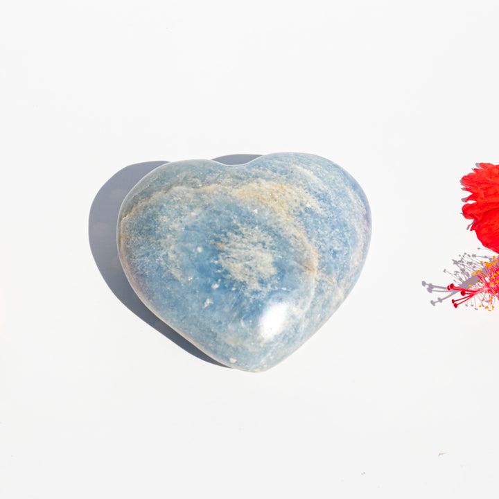 Blue Calcite (方解石) | Large Healing Crystal Heart | The Stone of Emotional Intelligence | Choose Preferred Size