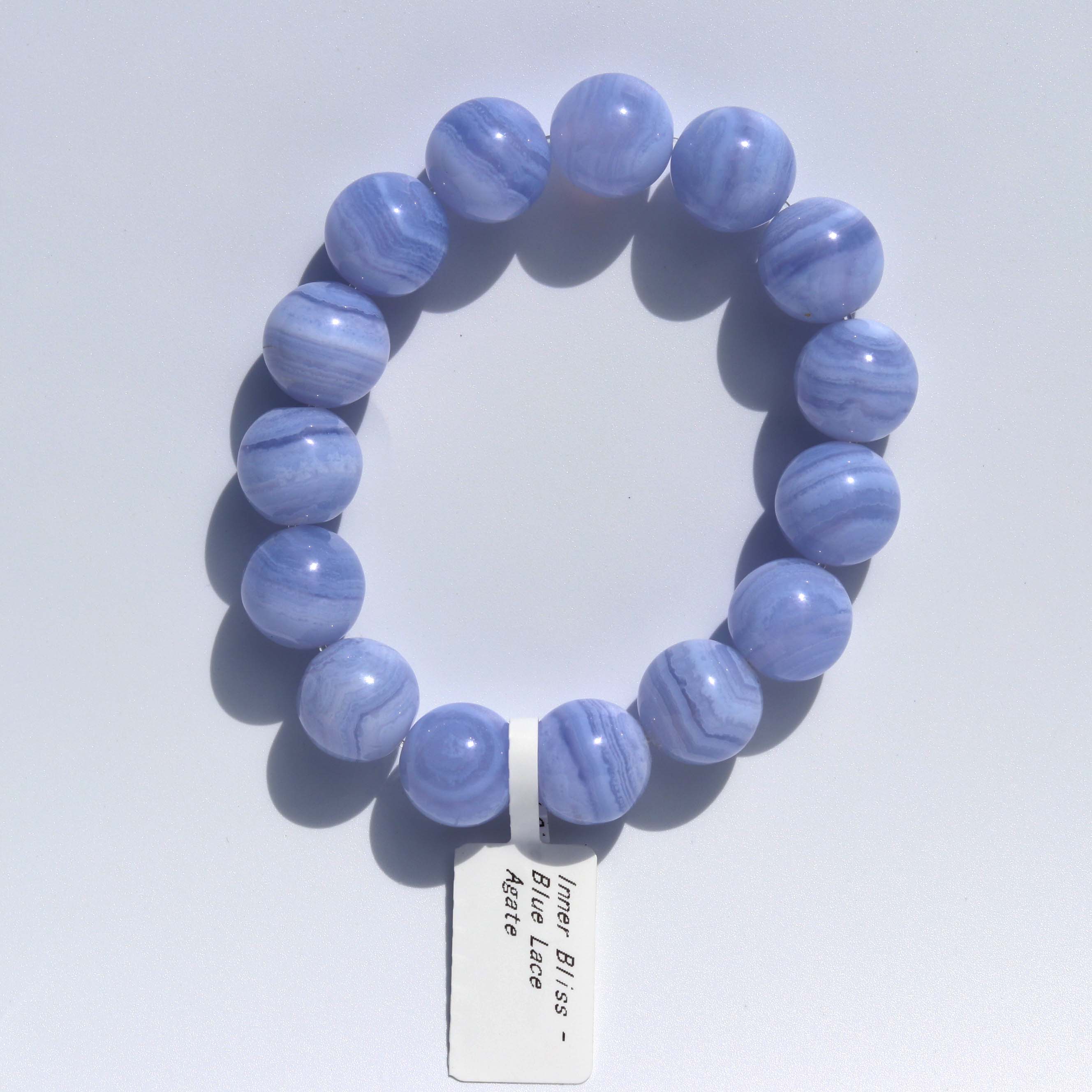Blue Lace Agate | Stretchy Cord Healing Crystal Bracelet | The Stone of Tranquility | Choose Preferred Bead & Wrist Size