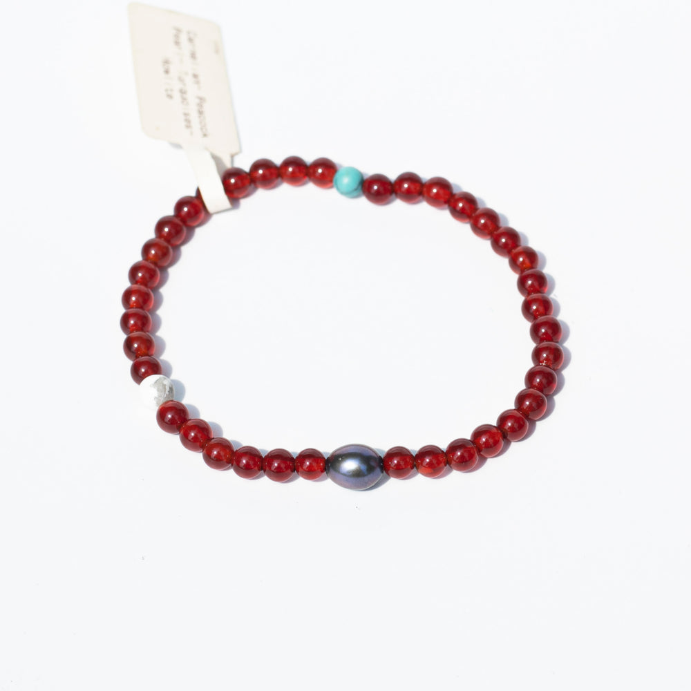 Carnelian | Howlite | Turquoise | Peacock Pearl | Stretchy Cord Healing Crystal Bracelet | The Stone of Creativity | Choose Wrist Size