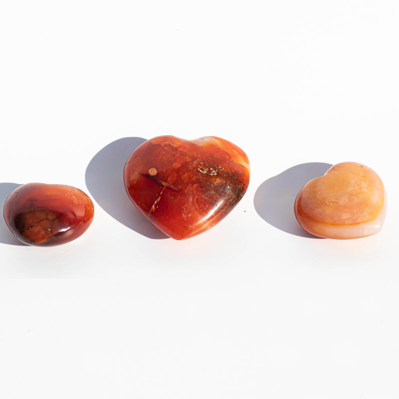 Carnelian (紅瑪瑙) | Mini Crystal Hearts | The Stone of Creativity | Choose your Preferred size of Small, Medium, Large