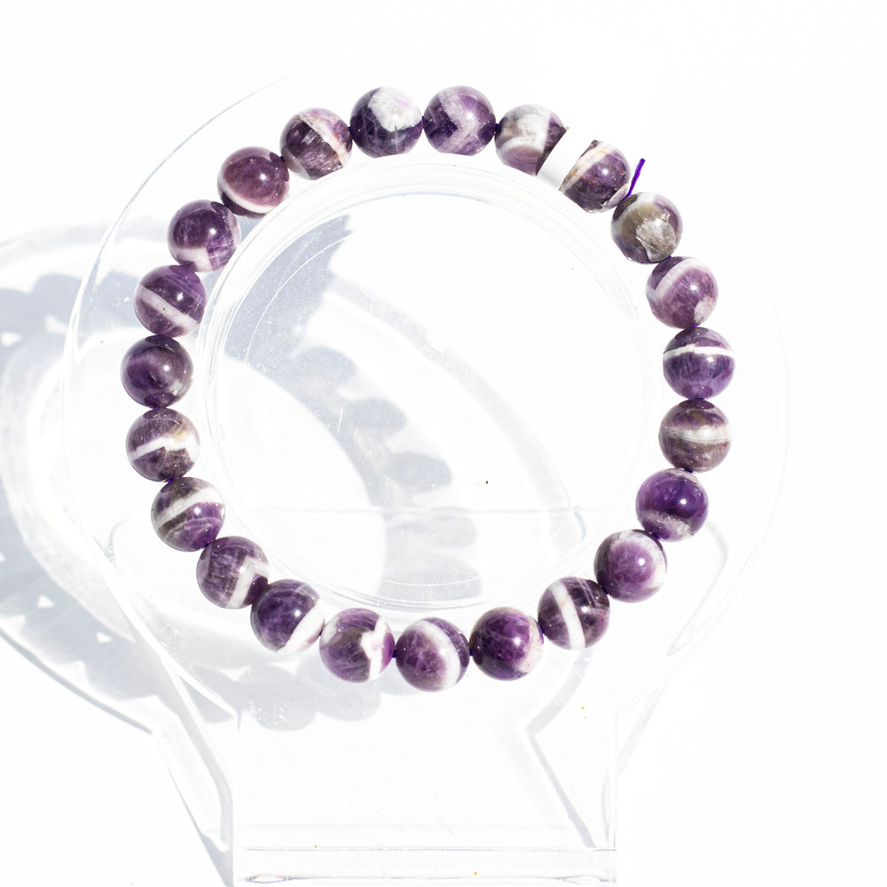 Chevron Amethyst | Stretchy Cord Healing Crystal Bracelet | The Manifestation Stone | Choose Preferred Wrist & Bead Size