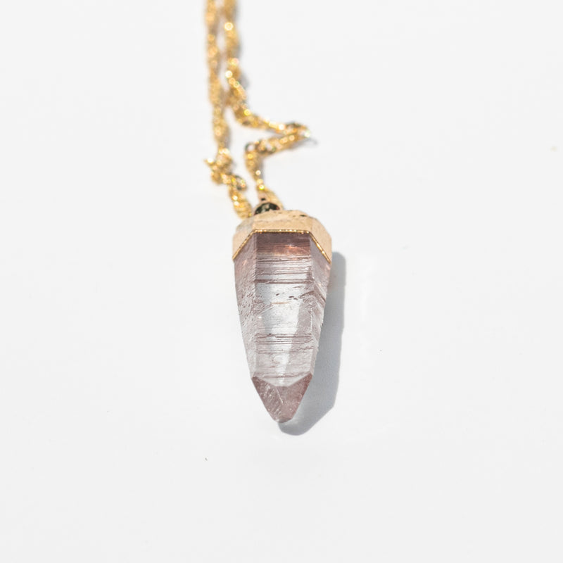 Clear Quartz (透明水晶) (AAA Quality) | Pendant on Gold Plated Necklace | The Spirit Stone