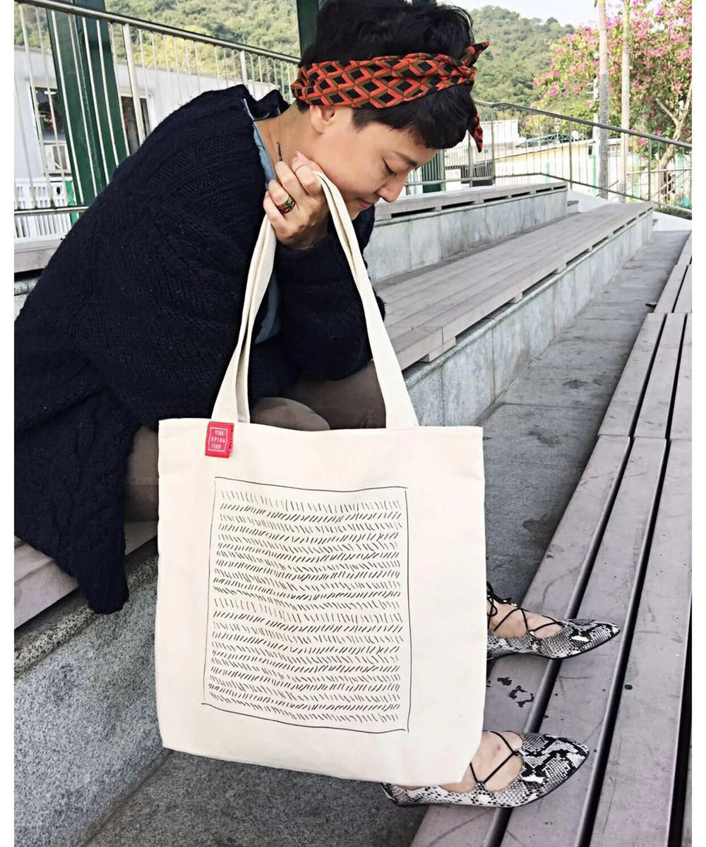 Durable Canvas Tote Bag W/ Zippers - Sketches | Shopping Tote | Shop Online | Functional Bag with Designs & High Quality Material