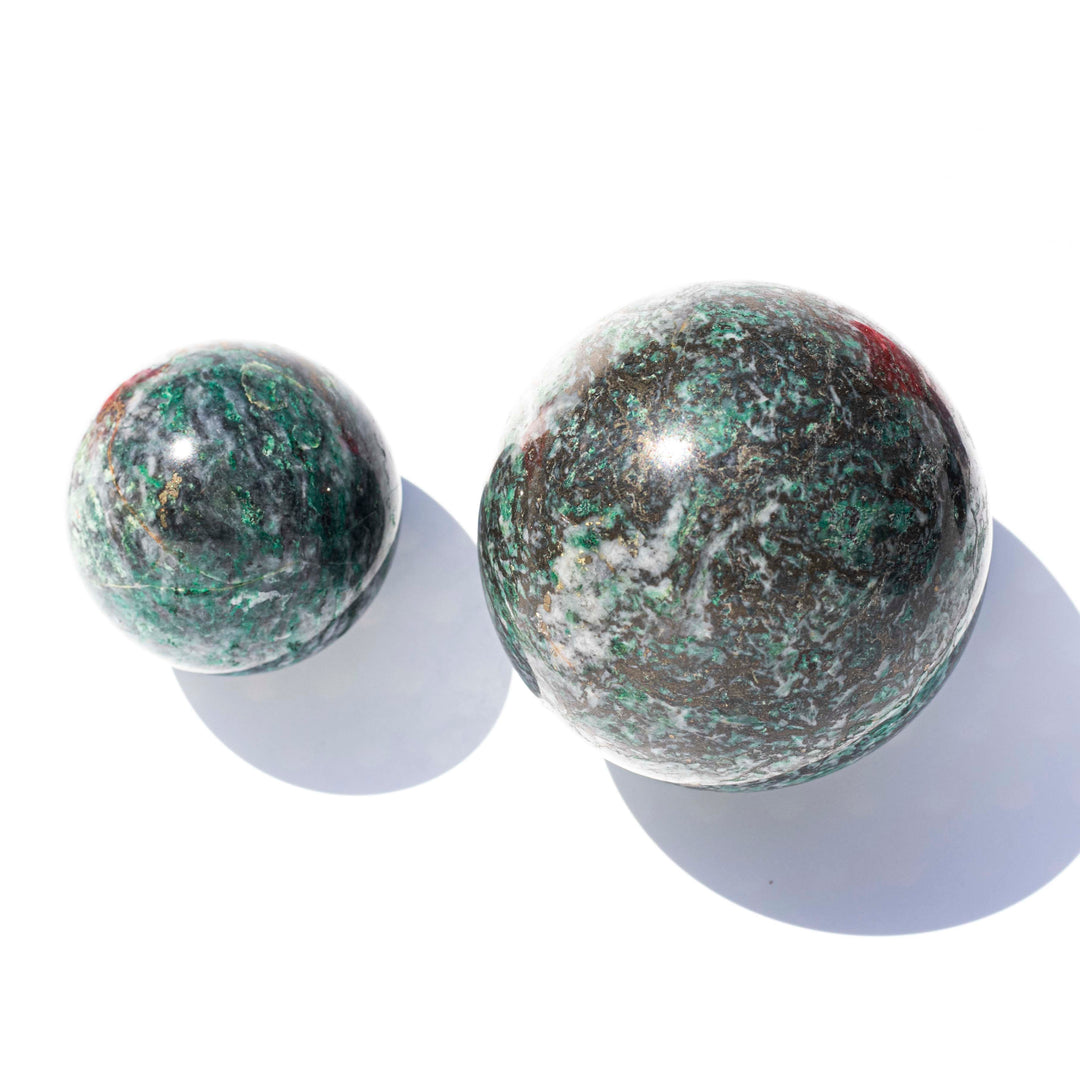 Green Epidote (綠簾) & Pyrite (黃鐵礦) | AAA Quality Sphere | The Stone of Amplification & Wealth and Abundance