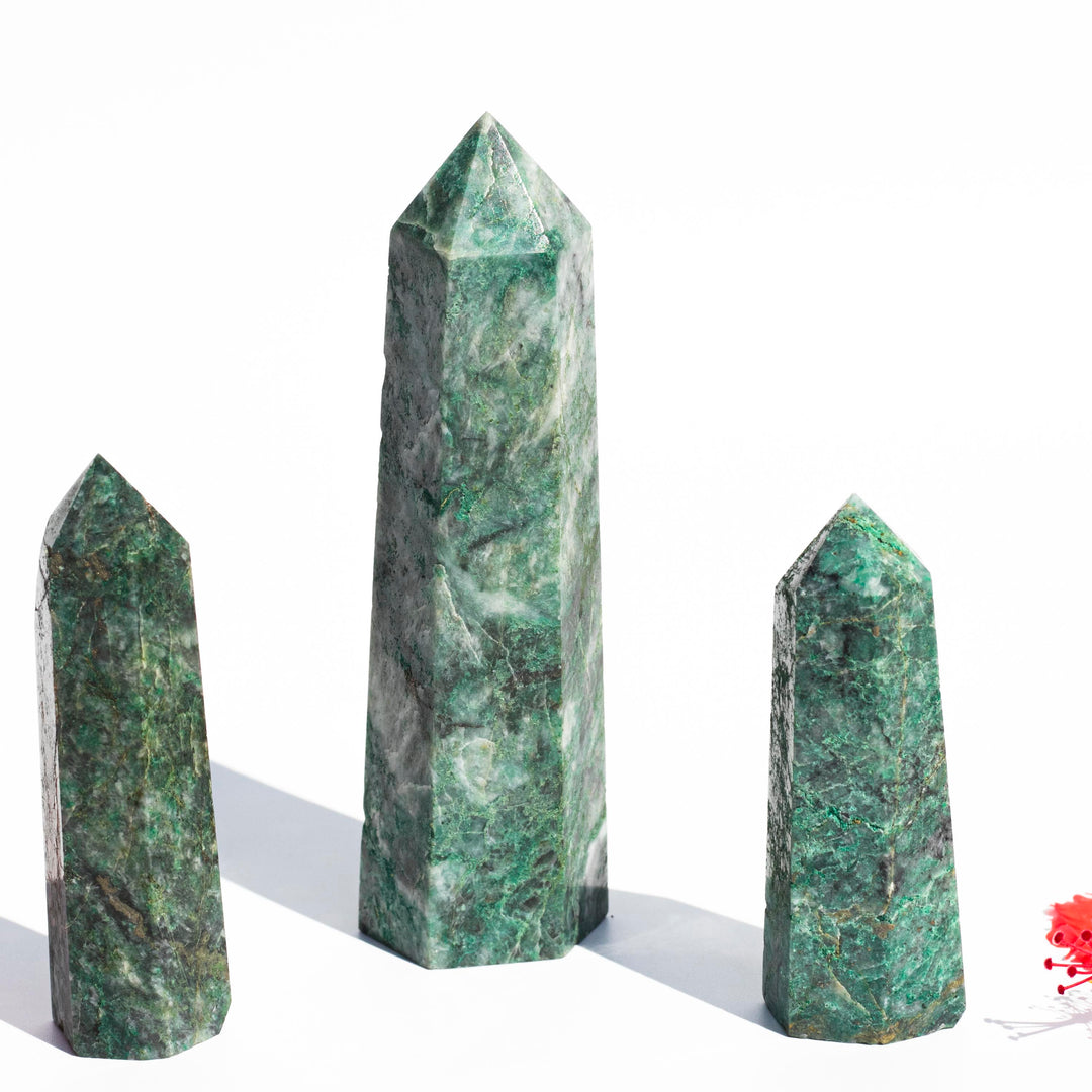 Green Epidote (綠簾) & Pyrite (黃鐵礦) | AAA Quality Towers | The Stone of Amplification & Wealth and Abundance
