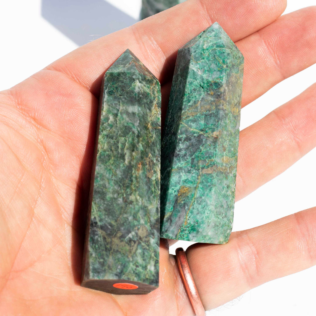 Green Epidote & Pyrite | AAA Quality Crystal Healing Towers | The Stone of Amplification & Wealth and Abundance