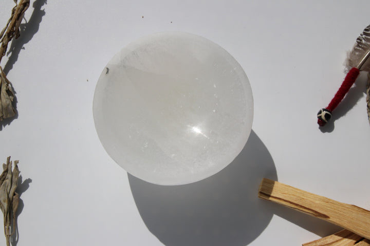 Selenite | Natural Healing Crystal Wide Base Bowl | Master Cleansing Stone | Cleanses Your Crystal Jewelry and Surroundings