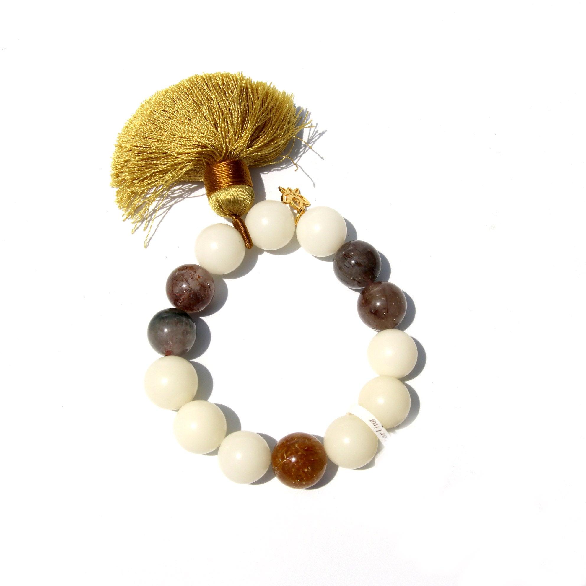 Rutilated Quartz (髮晶) - Bodhi & Lotus | Healing Mantra Bracelet