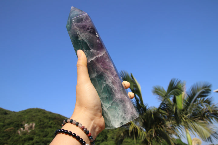 Rainbow Fluorite | Large Natural Healing Crystal Obelisk Tower | The Stone Of Positivity | Only One | Slight Damages - 20% OFF