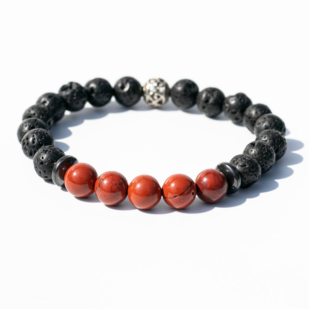 Lava Stone (熔岩石) | | The Stone of Mother Earth | Assorted Center & Spacer Beads | Aromatherapy & Grounding Bracelet (Red Jasper)